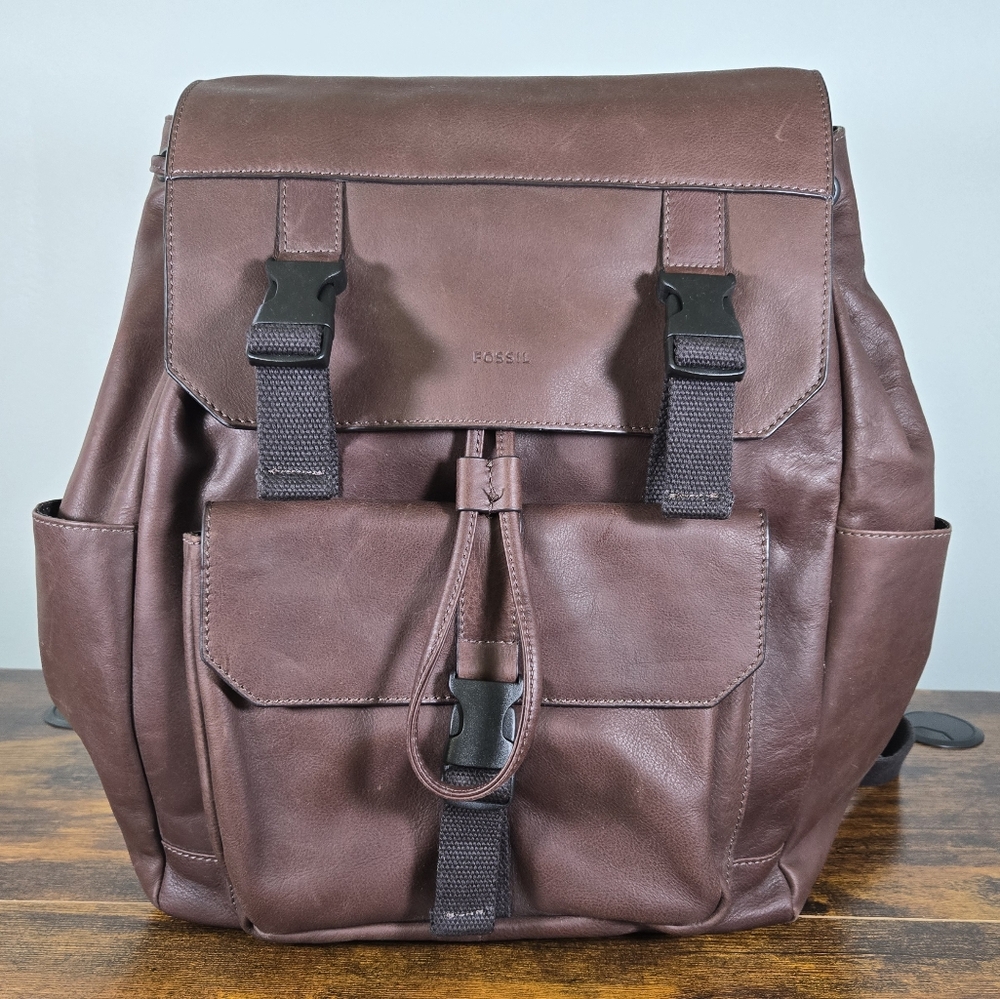 Fossil Weston Brown Leather Backpack‎
